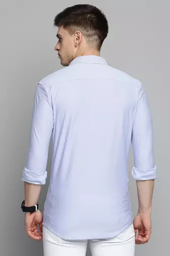 men's long sleeves vertical stripes blue shirt