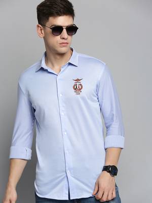 men's long sleeves solid blue shirt 1