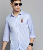 men's long sleeves solid blue shirt