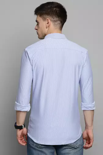 men's long sleeves solid blue shirt