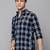 Showoff men's long sleeves tartan checks navy blue shirt