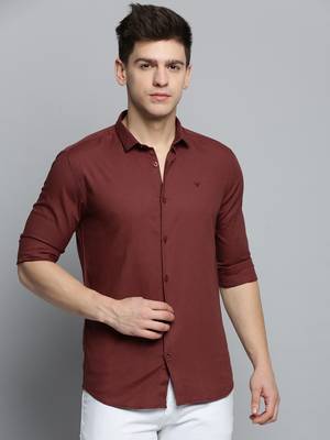 men's long sleeves solid rust shirt 2