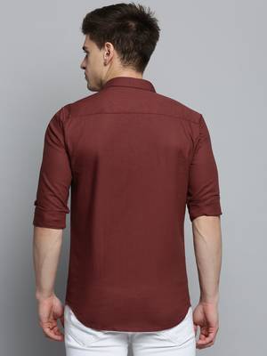 men's long sleeves solid rust shirt 4