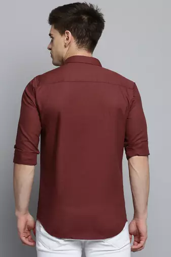 men's long sleeves solid rust shirt