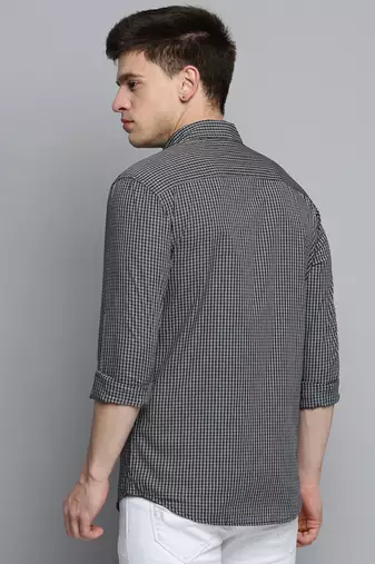 Showoff men's long sleeves gingham checks black shirt