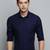 Showoff men's long sleeves vertical stripes navy blue shirt
