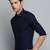 Showoff men's long sleeves vertical stripes navy blue shirt