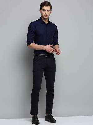 Showoff men's long sleeves vertical stripes navy blue shirt 5