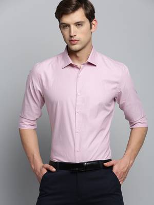 Showoff men's long sleeves solid pink shirt 1