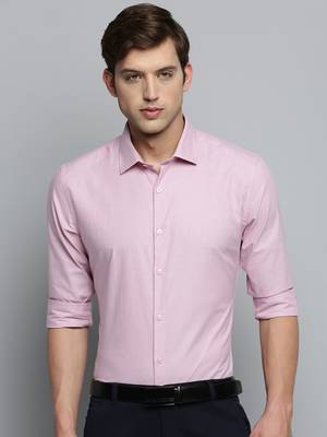 Showoff men's long sleeves solid pink shirt 2