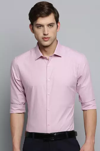 Showoff men's long sleeves solid pink shirt