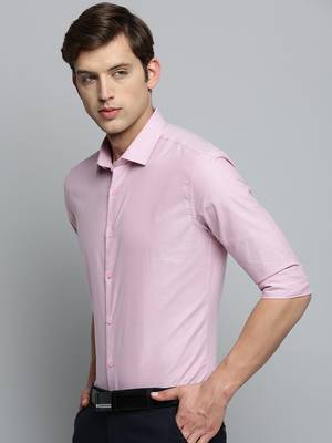 Showoff men's long sleeves solid pink shirt 3
