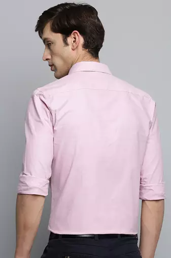 Showoff men's long sleeves solid pink shirt