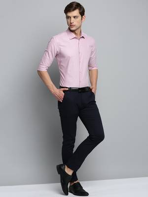 Showoff men's long sleeves solid pink shirt 5