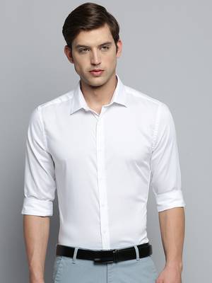 Showoff men's long sleeves solid white shirt 2