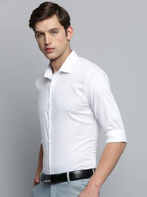 Showoff men's long sleeves solid white shirt 3