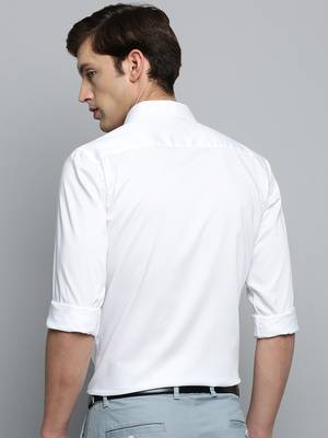 Showoff men's long sleeves solid white shirt 4