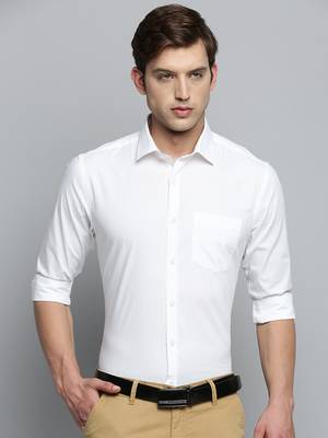Showoff men's long sleeves solid white shirt 2