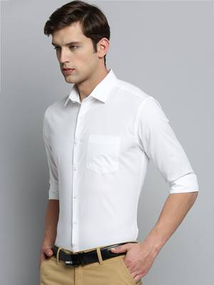 Showoff men's long sleeves solid white shirt 3