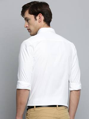 Showoff men's long sleeves solid white shirt 4