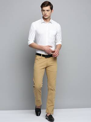 Showoff men's long sleeves solid white shirt 5