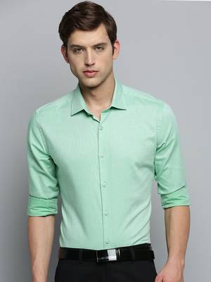 men's long sleeves textured green shirt 1