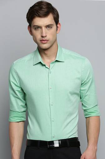 men's long sleeves textured green shirt
