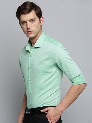 men's long sleeves textured green shirt 2