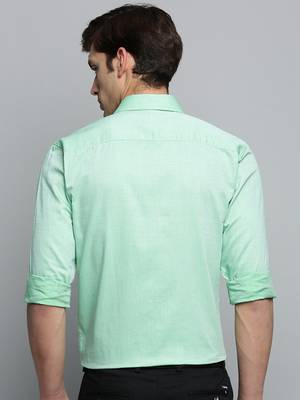 men's long sleeves textured green shirt 3