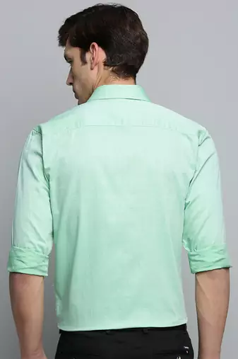 men's long sleeves textured green shirt