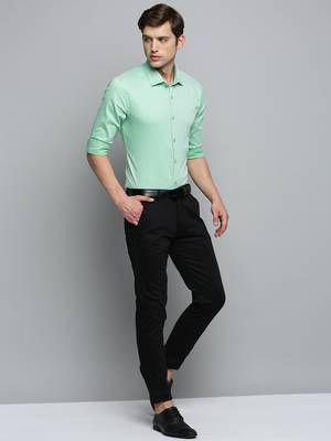 men's long sleeves textured green shirt 4