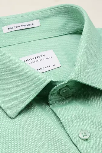 men's long sleeves textured green shirt
