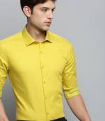 Showoff men's long sleeves textured yellow shirt