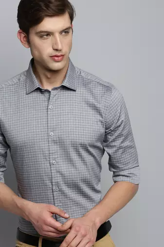 Showoff men's long sleeves other checks grey shirt