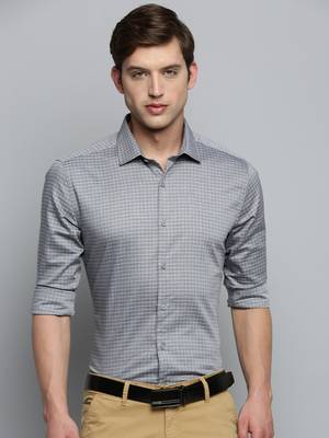 Showoff men's long sleeves other checks grey shirt 2