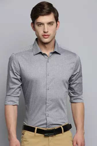 Showoff men's long sleeves other checks grey shirt