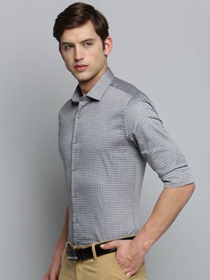 Showoff men's long sleeves other checks grey shirt 3