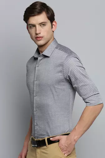 Showoff men's long sleeves other checks grey shirt