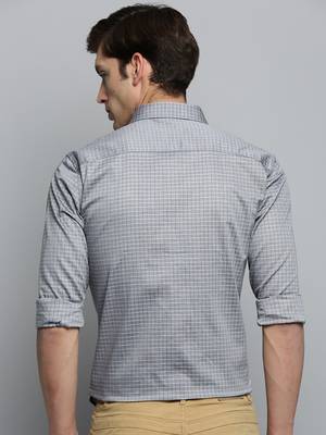 Showoff men's long sleeves other checks grey shirt 4