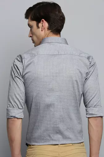 Showoff men's long sleeves other checks grey shirt