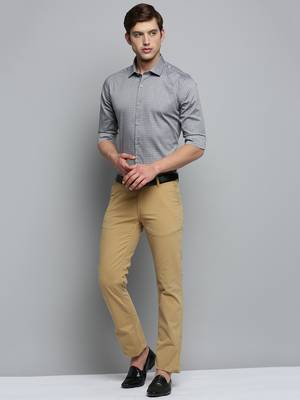 Showoff men's long sleeves other checks grey shirt 5
