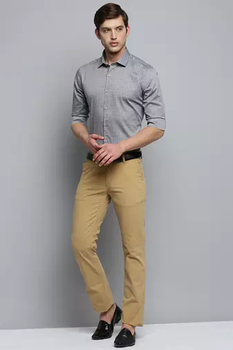 Showoff men's long sleeves other checks grey shirt