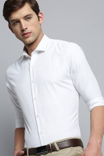 Showoff men's long sleeves solid white shirt