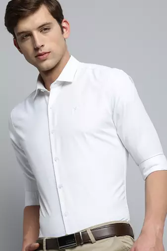 Showoff men's long sleeves solid white shirt
