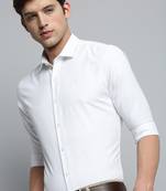 Showoff men's long sleeves solid white shirt