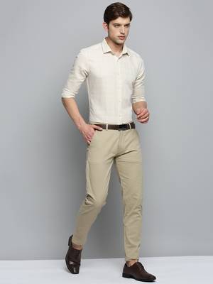men's long sleeves tartan checks beige shirt 5