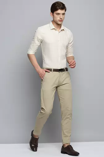 men's long sleeves tartan checks beige shirt