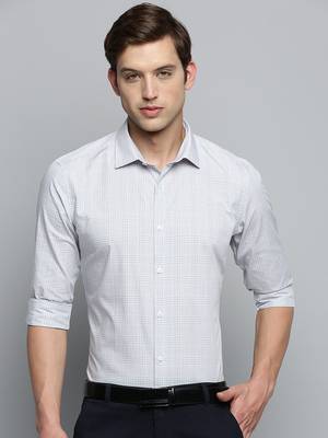 Showoff men's long sleeves tartan checks grey shirt 2