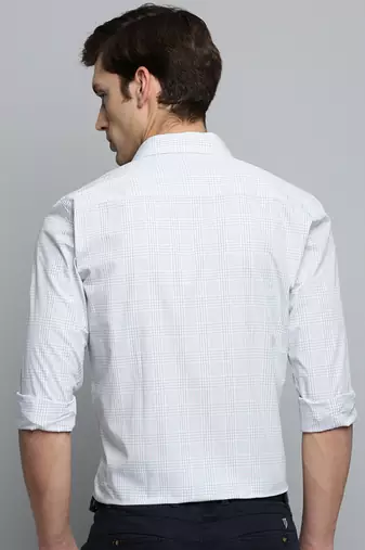 Showoff men's long sleeves tartan checks grey shirt