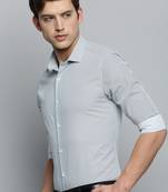 Showoff men's long sleeves geometric white shirt